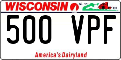 WI license plate 500VPF