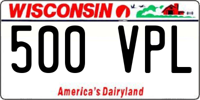 WI license plate 500VPL