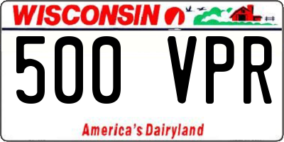 WI license plate 500VPR