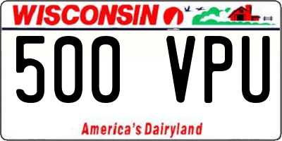 WI license plate 500VPU