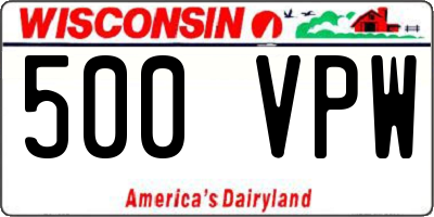 WI license plate 500VPW