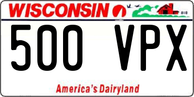 WI license plate 500VPX