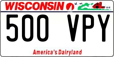 WI license plate 500VPY