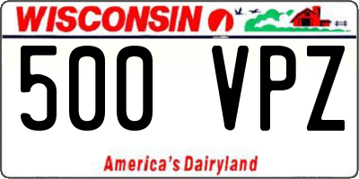 WI license plate 500VPZ