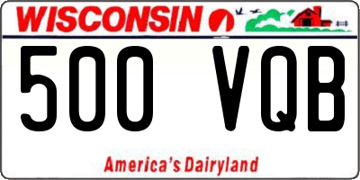WI license plate 500VQB