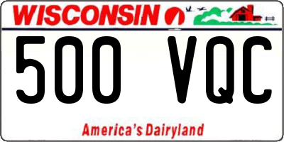 WI license plate 500VQC