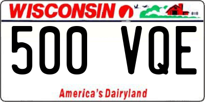 WI license plate 500VQE