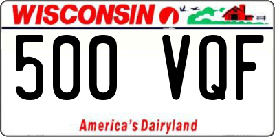 WI license plate 500VQF