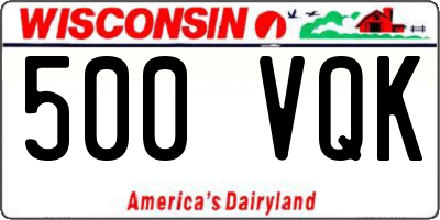 WI license plate 500VQK