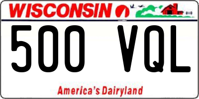 WI license plate 500VQL