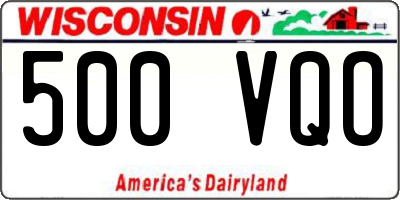 WI license plate 500VQO