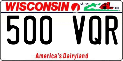 WI license plate 500VQR