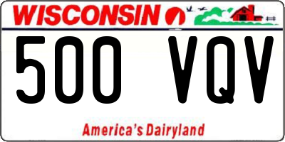 WI license plate 500VQV