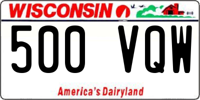 WI license plate 500VQW