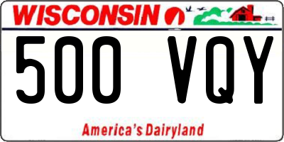 WI license plate 500VQY