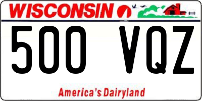 WI license plate 500VQZ