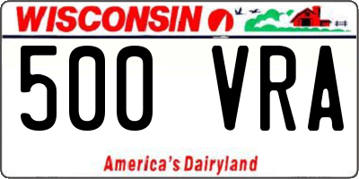 WI license plate 500VRA