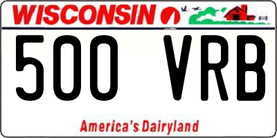WI license plate 500VRB