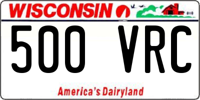 WI license plate 500VRC