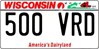 WI license plate 500VRD