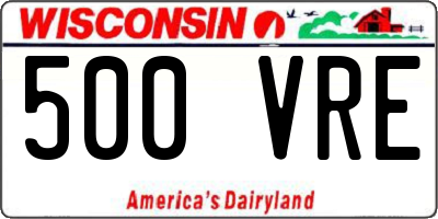 WI license plate 500VRE