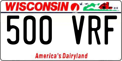WI license plate 500VRF