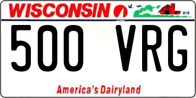 WI license plate 500VRG
