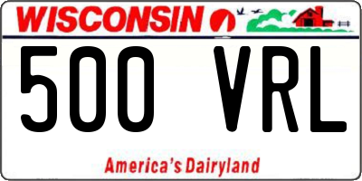 WI license plate 500VRL