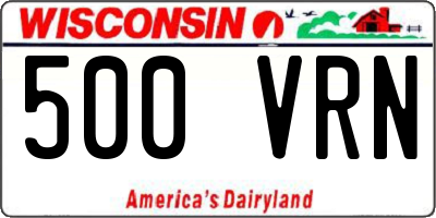 WI license plate 500VRN