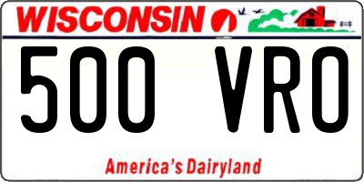WI license plate 500VRO