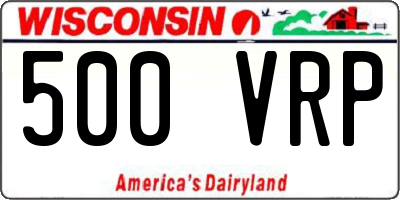 WI license plate 500VRP