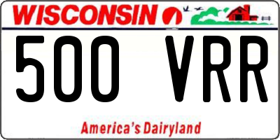 WI license plate 500VRR