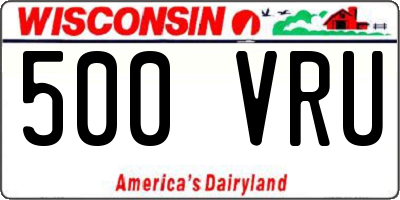 WI license plate 500VRU
