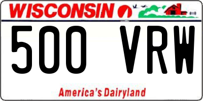 WI license plate 500VRW