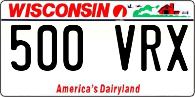 WI license plate 500VRX