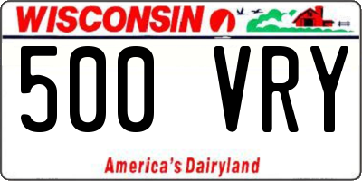 WI license plate 500VRY
