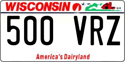 WI license plate 500VRZ