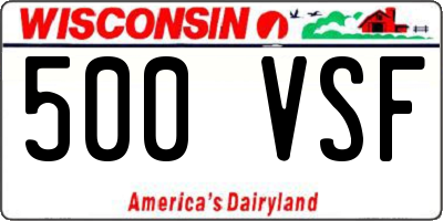WI license plate 500VSF