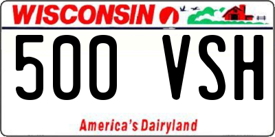 WI license plate 500VSH