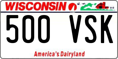 WI license plate 500VSK