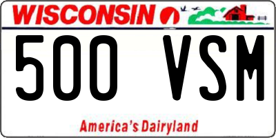 WI license plate 500VSM