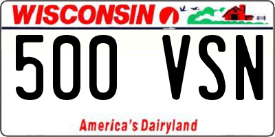 WI license plate 500VSN