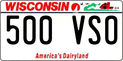 WI license plate 500VSO