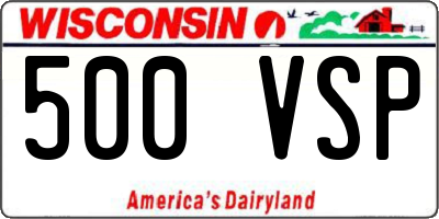 WI license plate 500VSP