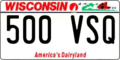 WI license plate 500VSQ