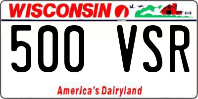 WI license plate 500VSR