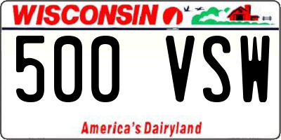 WI license plate 500VSW