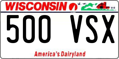 WI license plate 500VSX