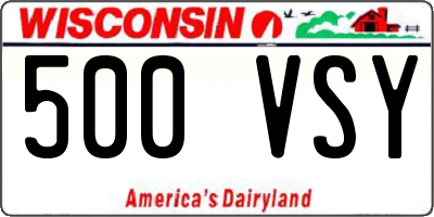 WI license plate 500VSY