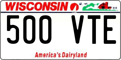 WI license plate 500VTE